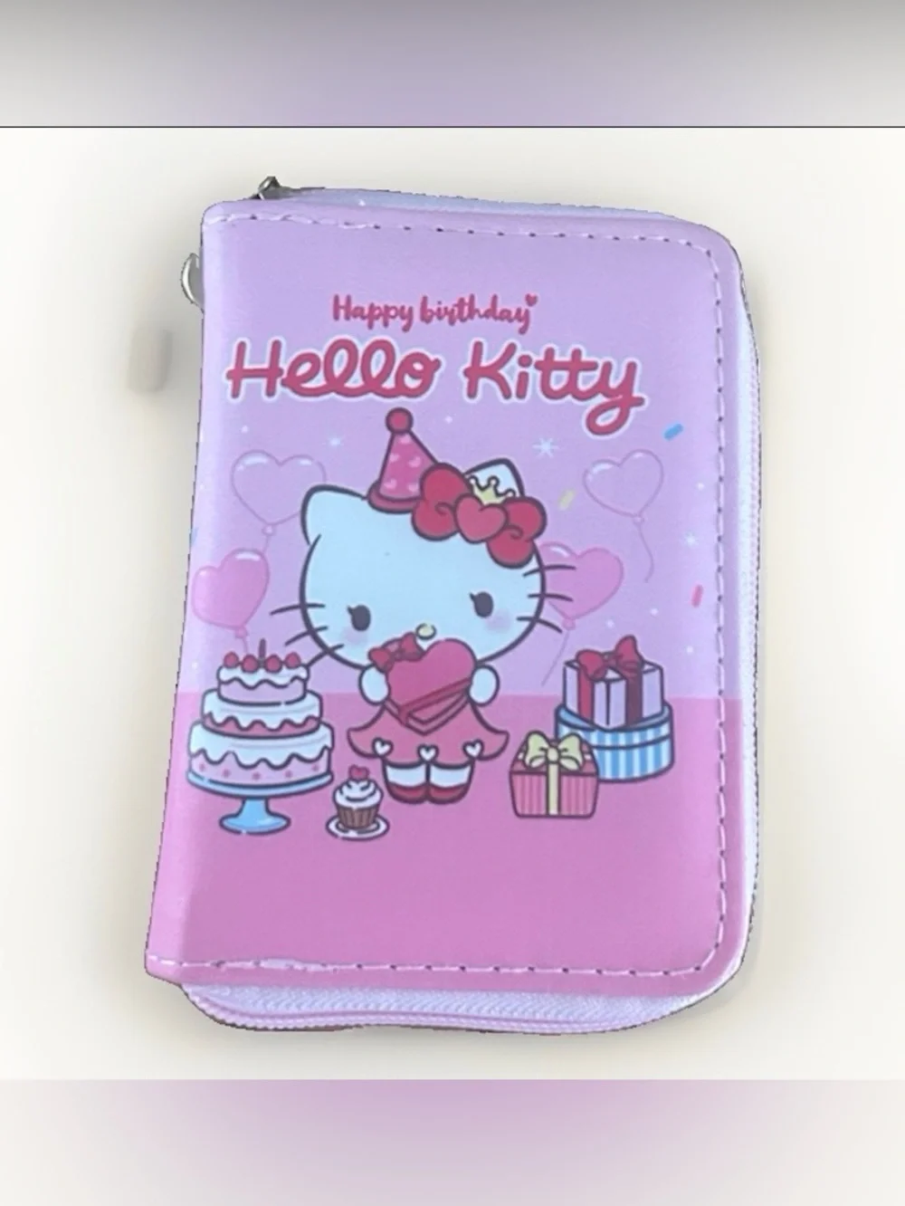 Hello Kitty Pink Happy Birthday Zip Wallet Coin Purse